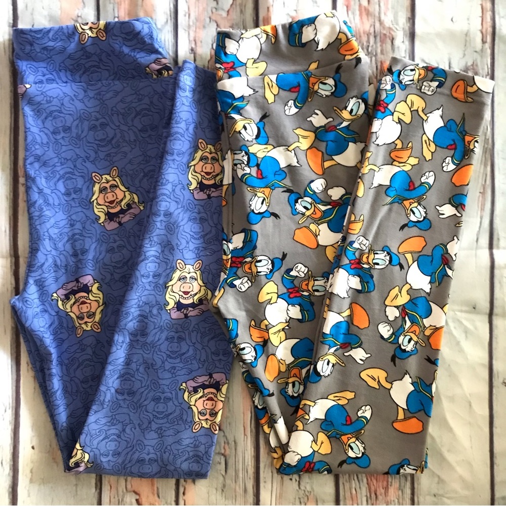 2 Pack Disney MISS PIGGY & THUMPER Rabbit Print Soft LEGGINGS Girls sz 8-12